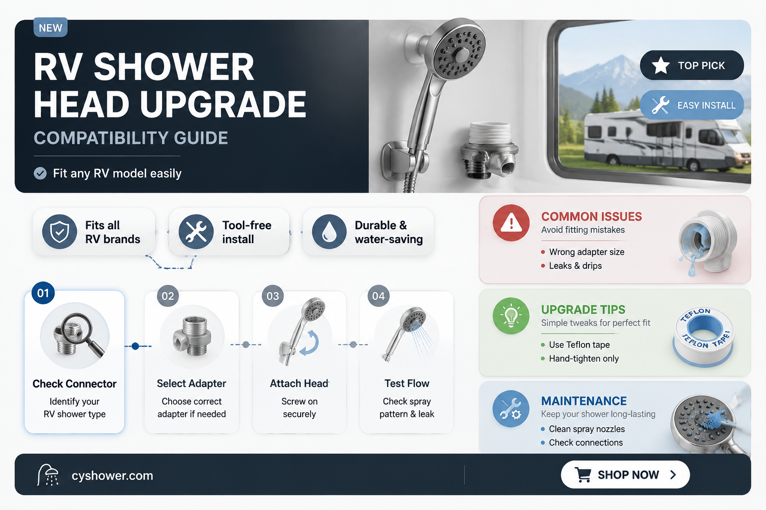 can i put any shower head on my rv shower
