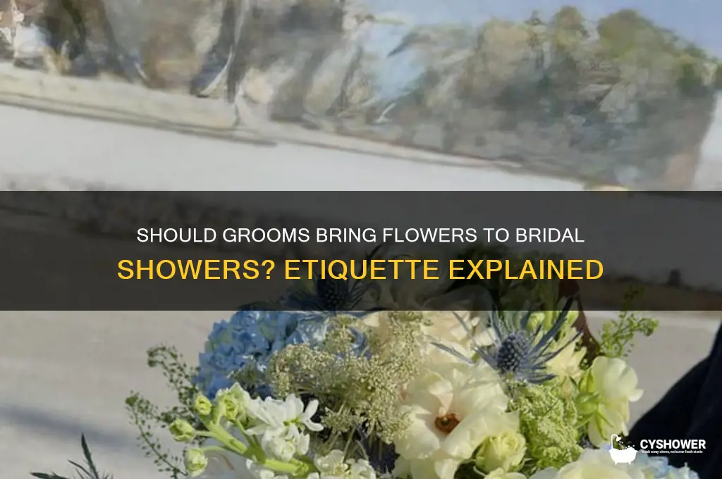 should groom bring flowers to bridal shower