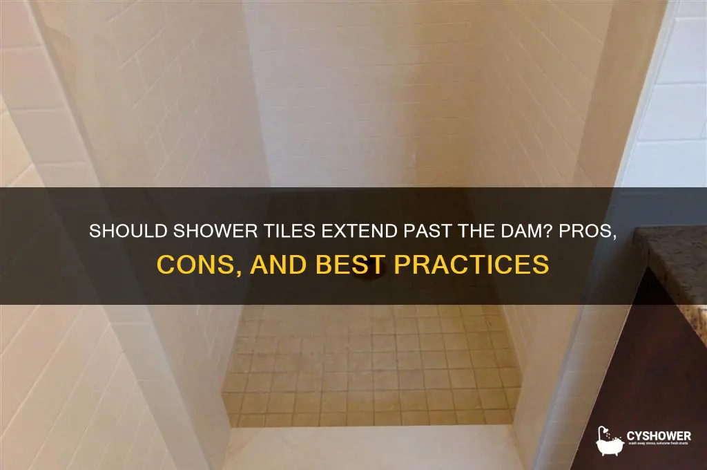 should shower tiles come out past the dam