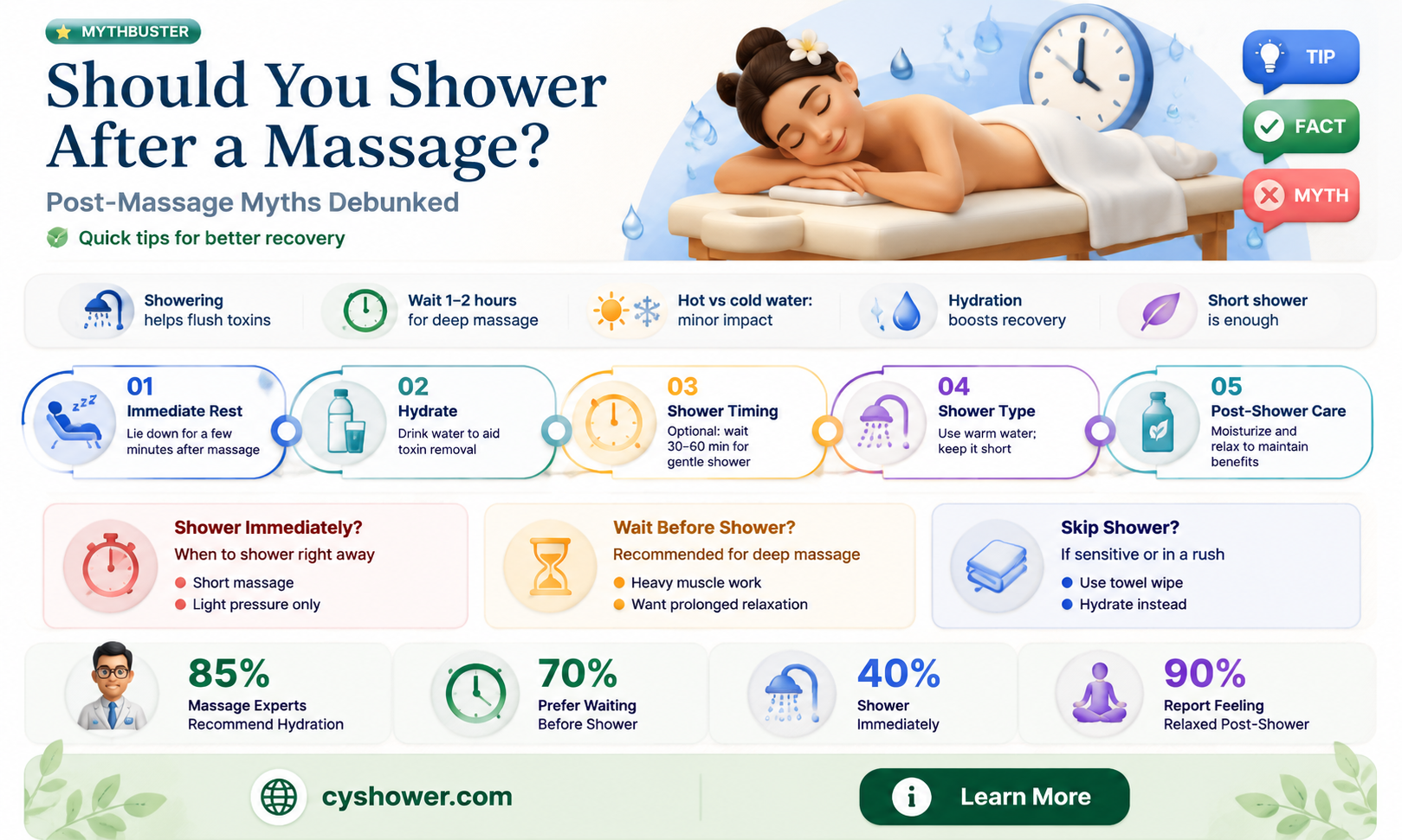 are you not supposed to take shower after massage