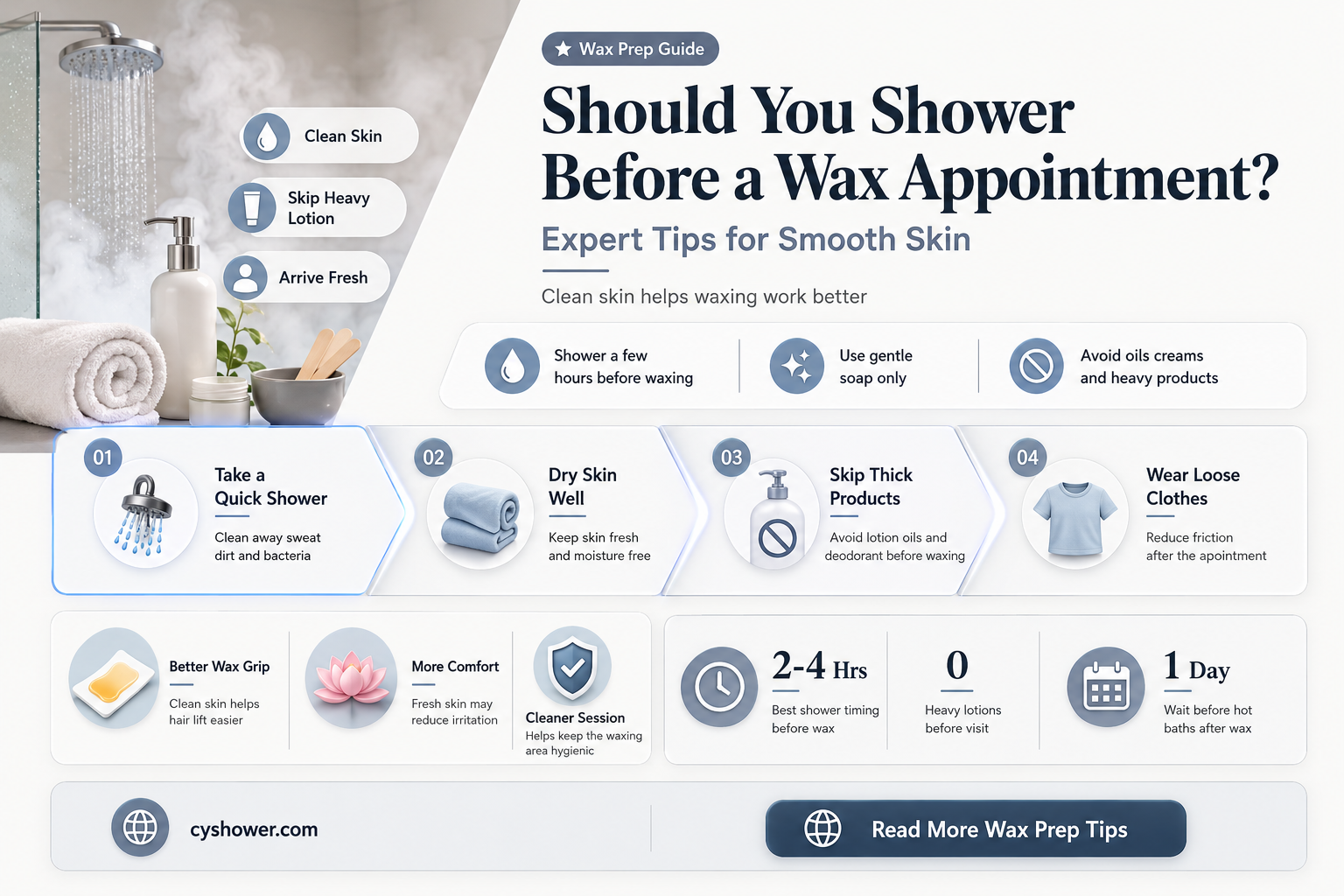 can i shower before my wax appointment