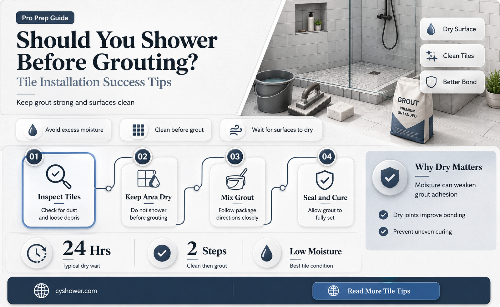 can i shower before i grout