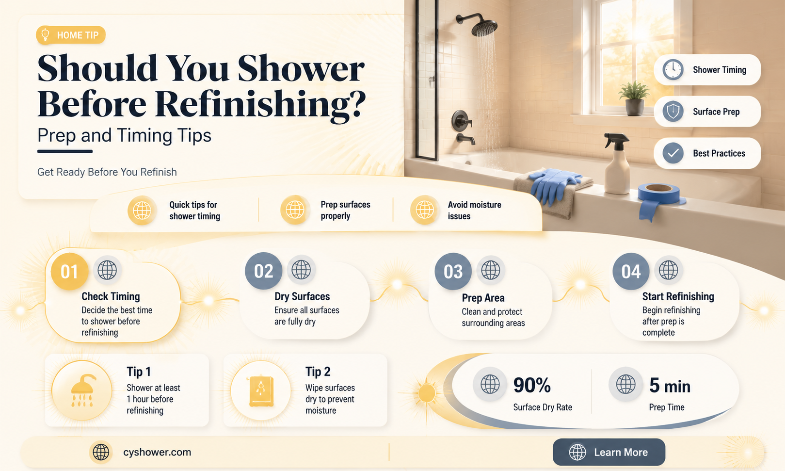 can i shower before refinish my