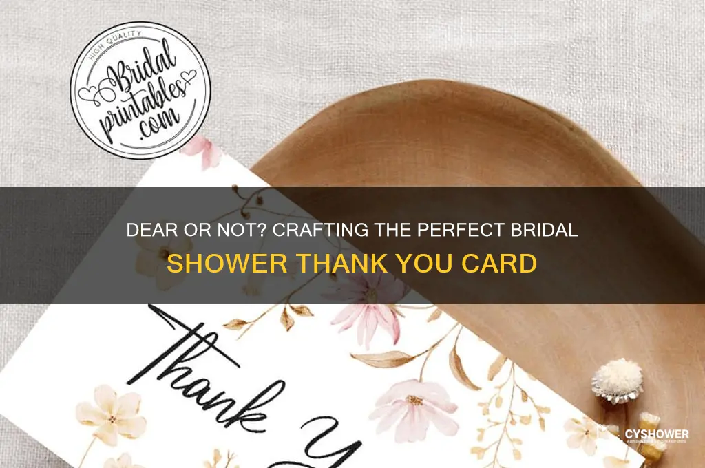 should you write dear in thank you card bridal shower