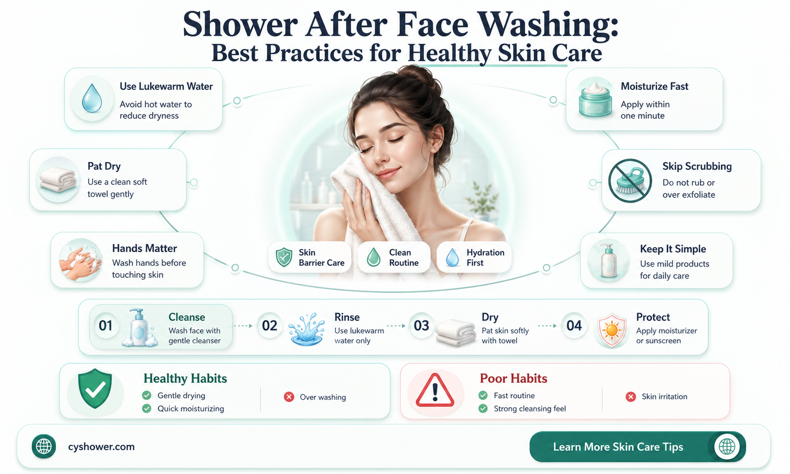 can i shower after washing my face