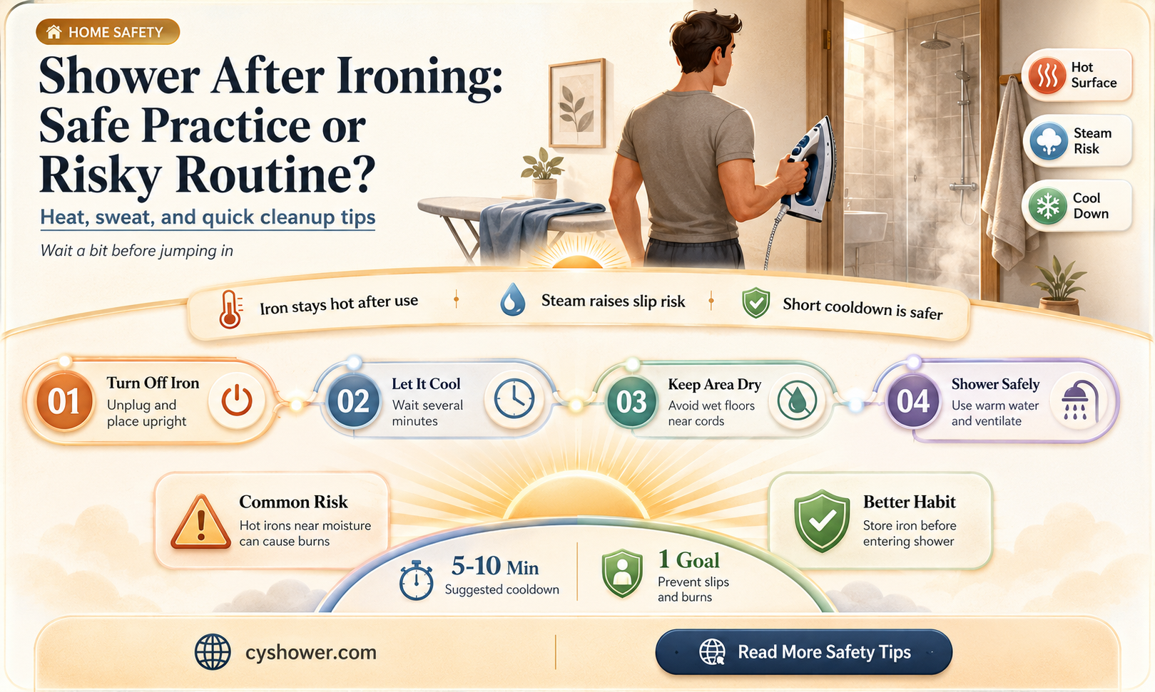 can i shower after ironing clothes