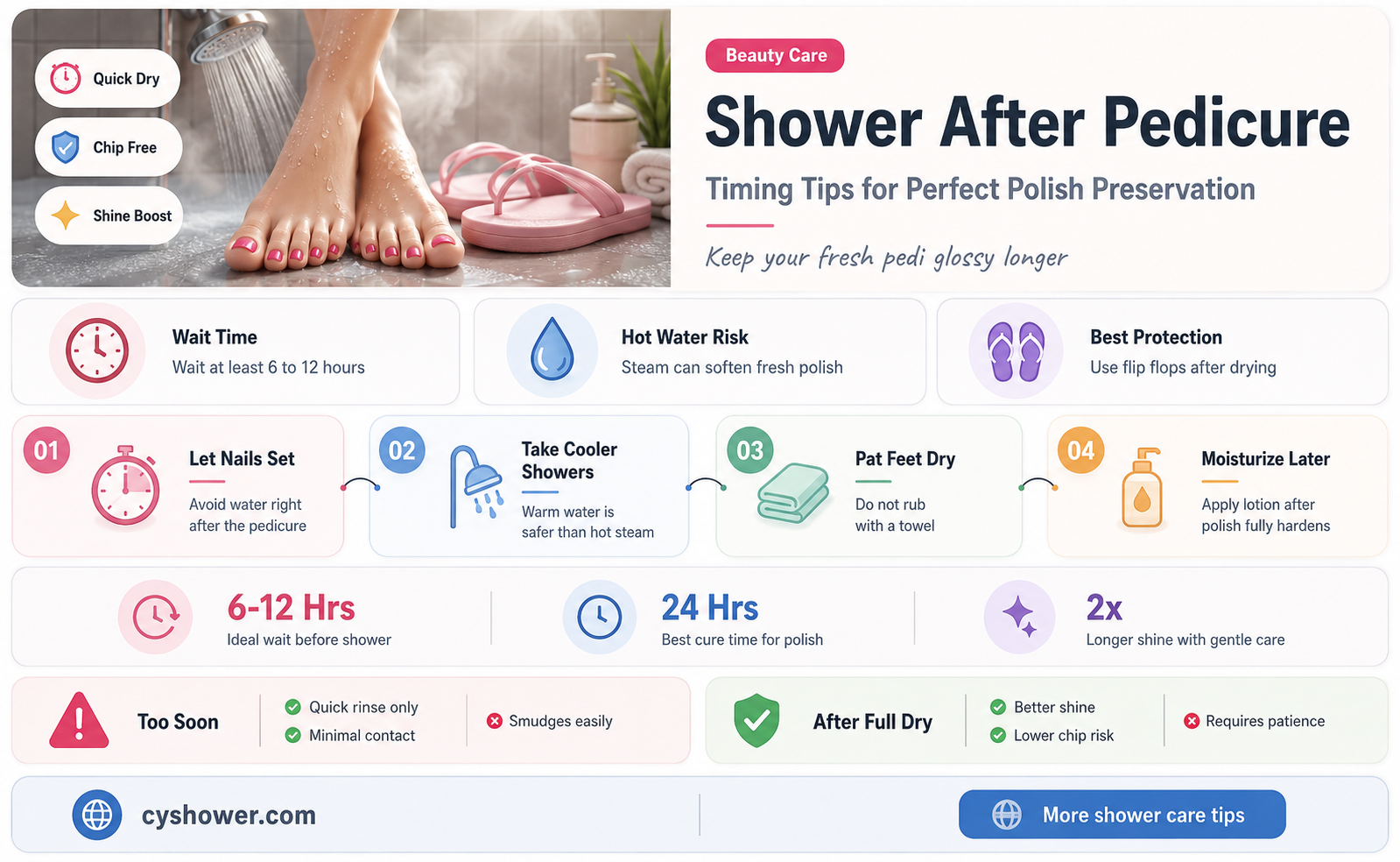 can i shower after pedicure