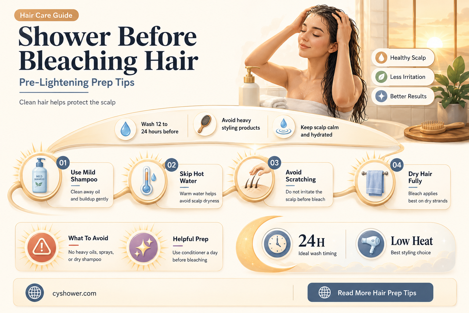 can i shower before bleaching my hair