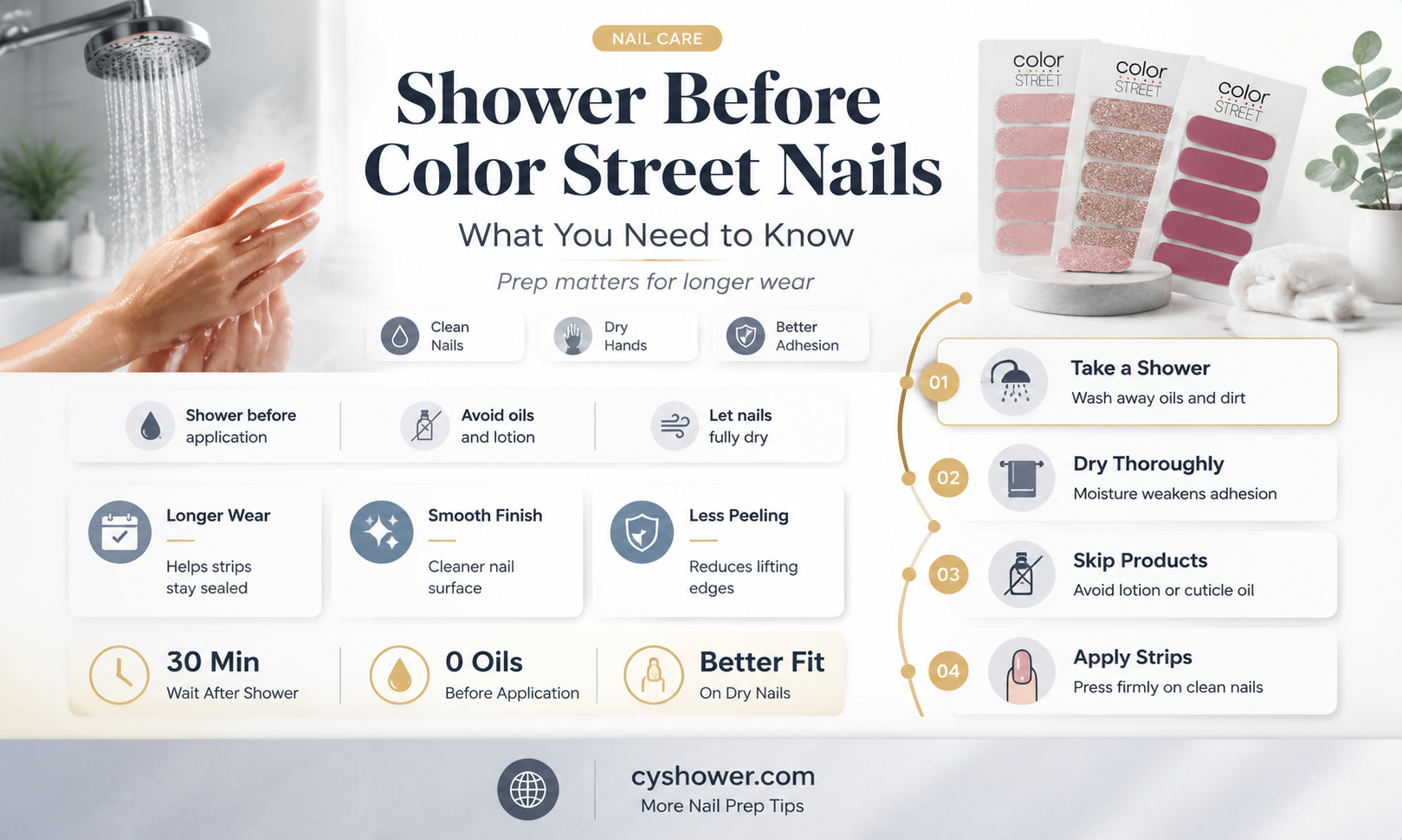 can i shower before color street nails