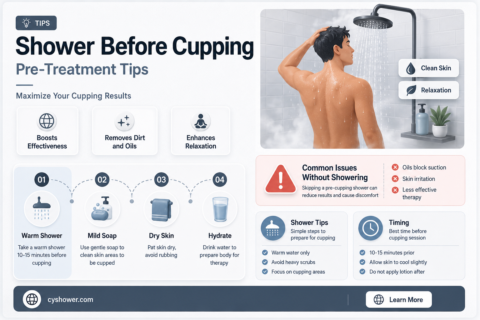 can i shower before cupping
