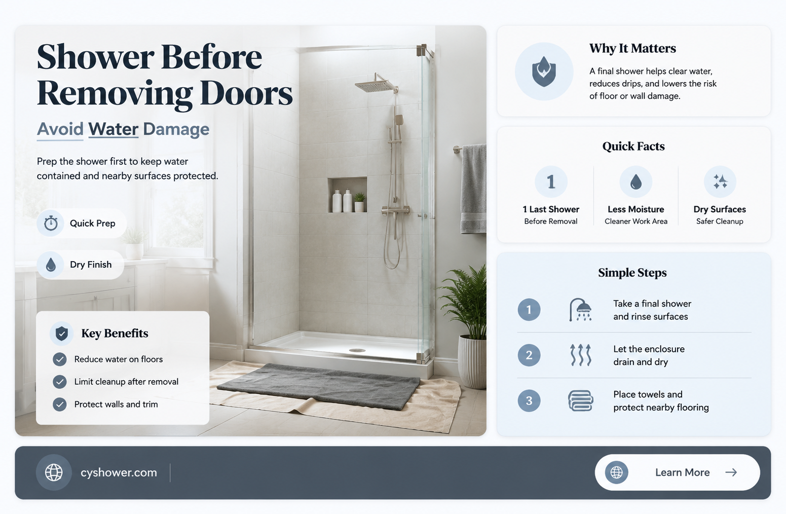 can i shower before removing shower doors