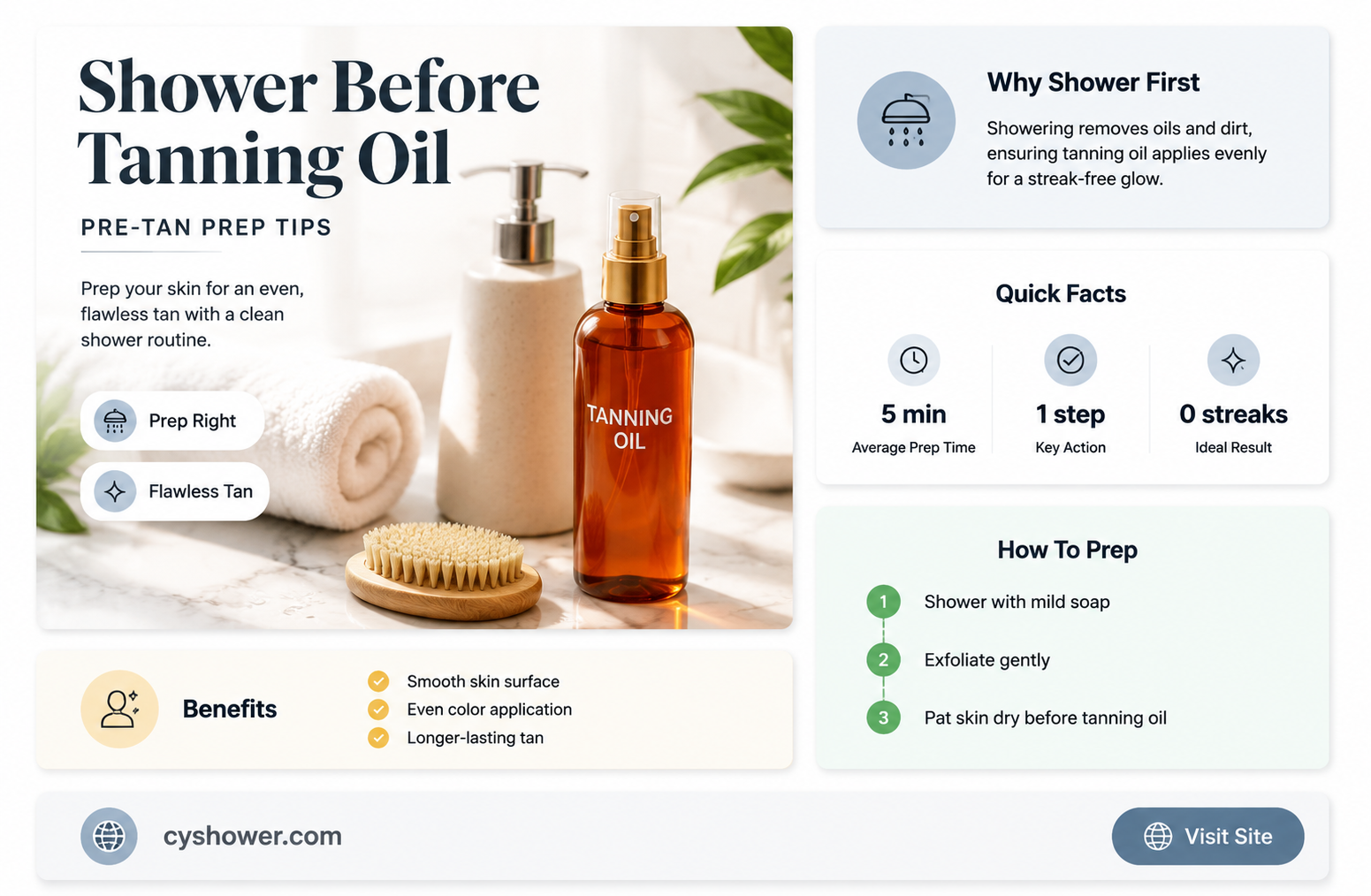 can i shower before putting on tanning oil