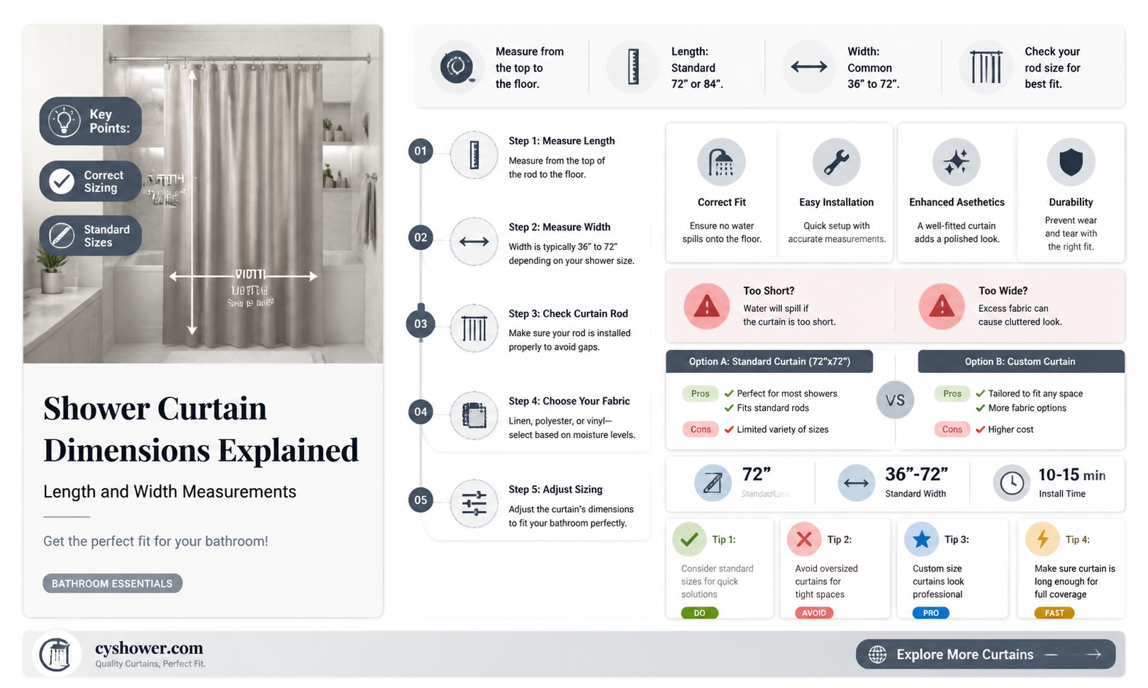 are shower curtain dimensions length x width