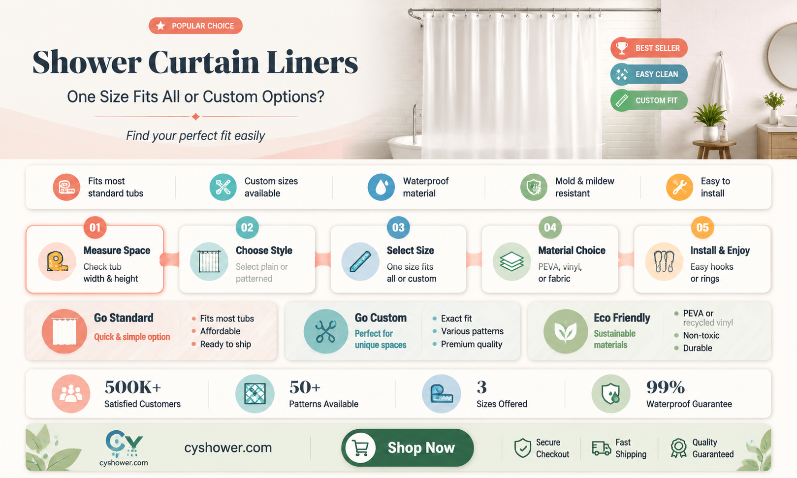 are there only one size for a shower curtain liner
