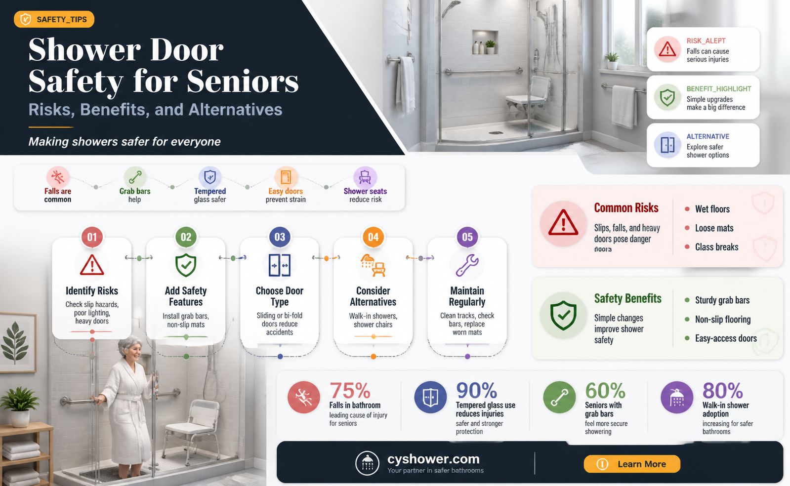 are shower doors safe for seniors