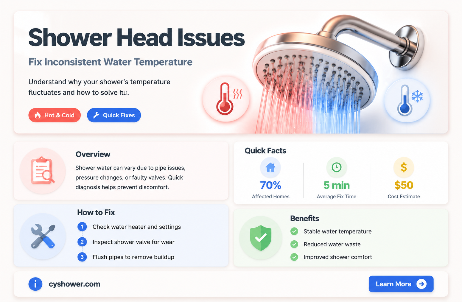 can a shower head cause inconsistent water temperatures