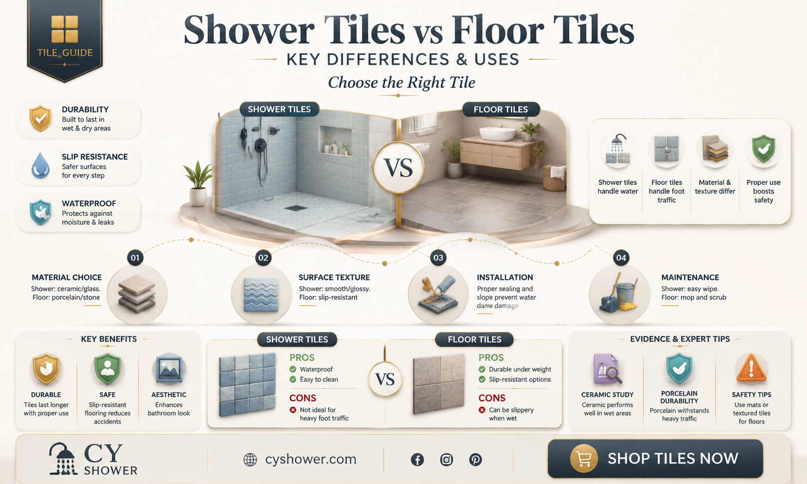 are shower tiles and floor tiles different