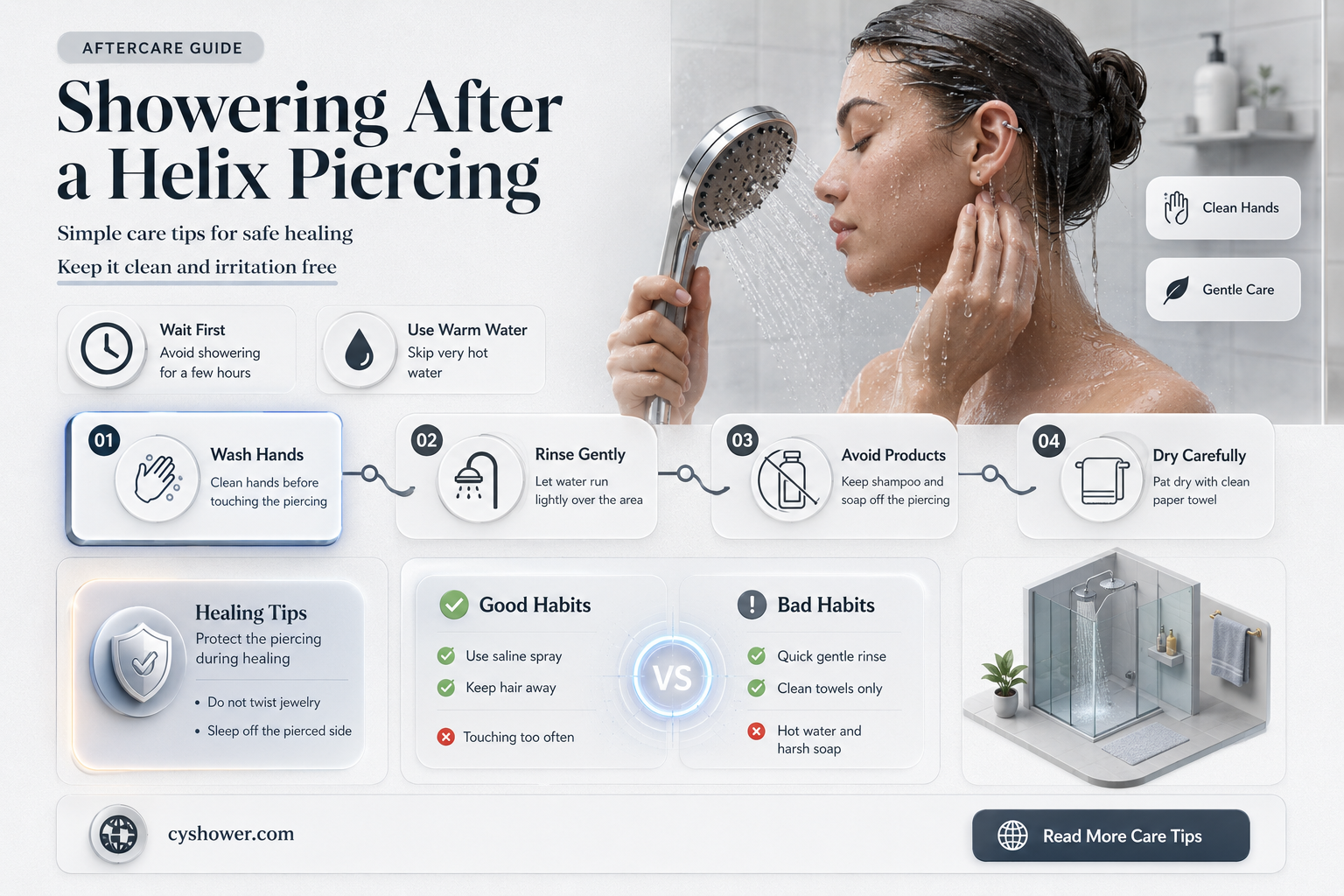 can i shower after helix piercing