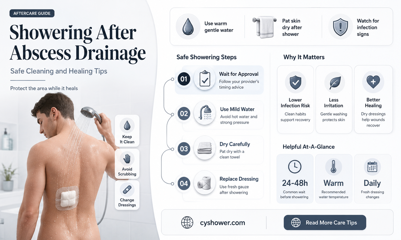 can i shower after having an abscess drained