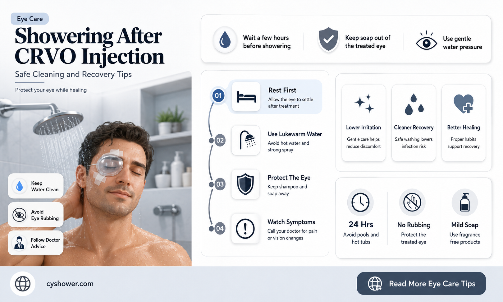 can i shower after getting injection for crvo