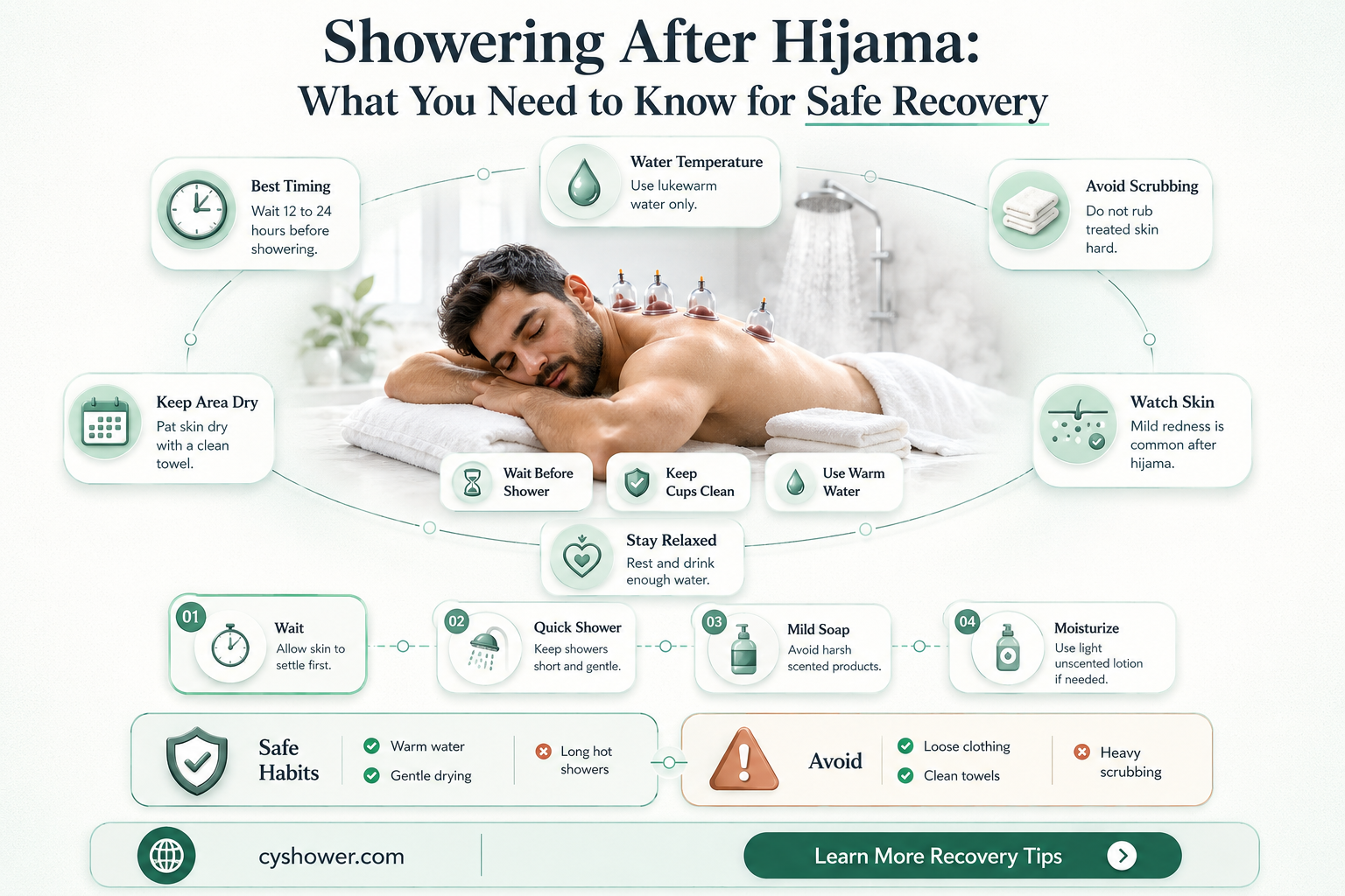 can i shower after hijama