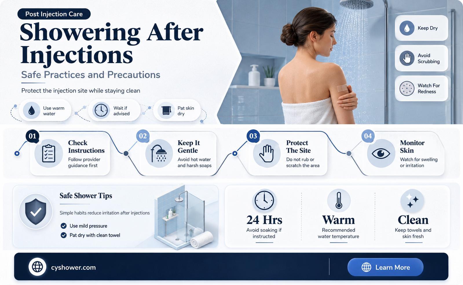 can i shower after injection