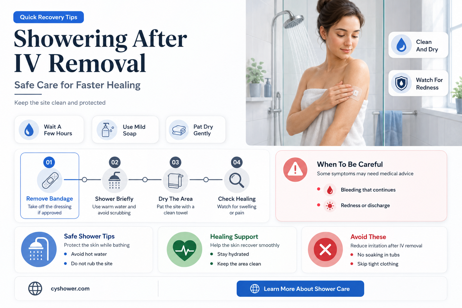 can i shower after iv removal