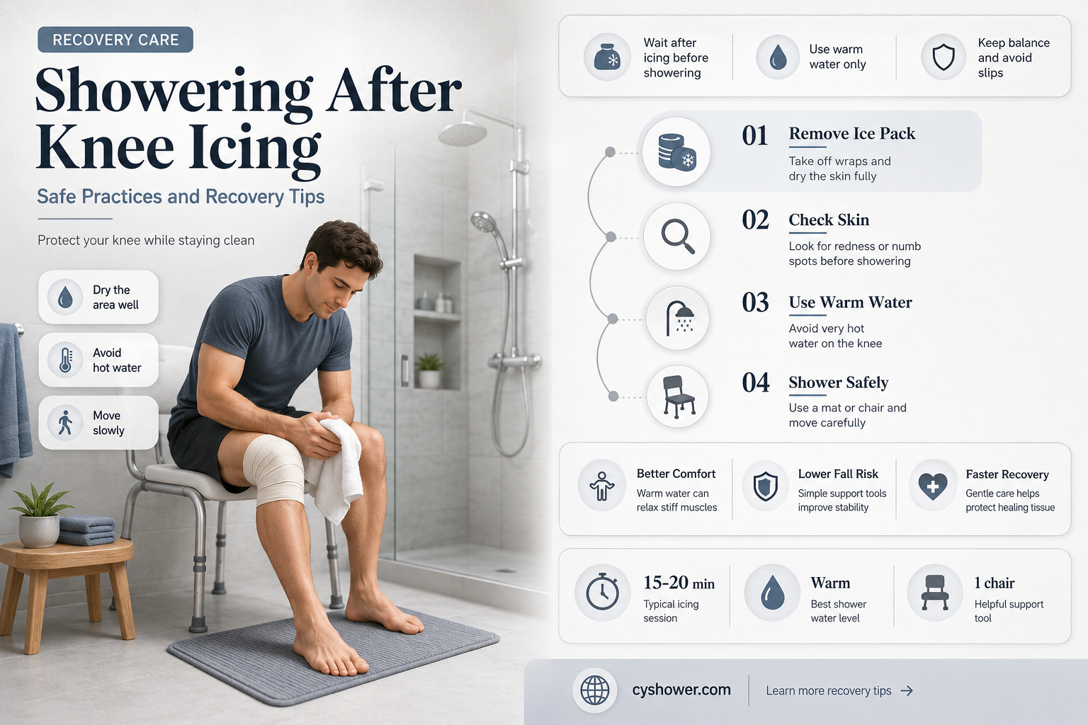 can i shower after icing my knee