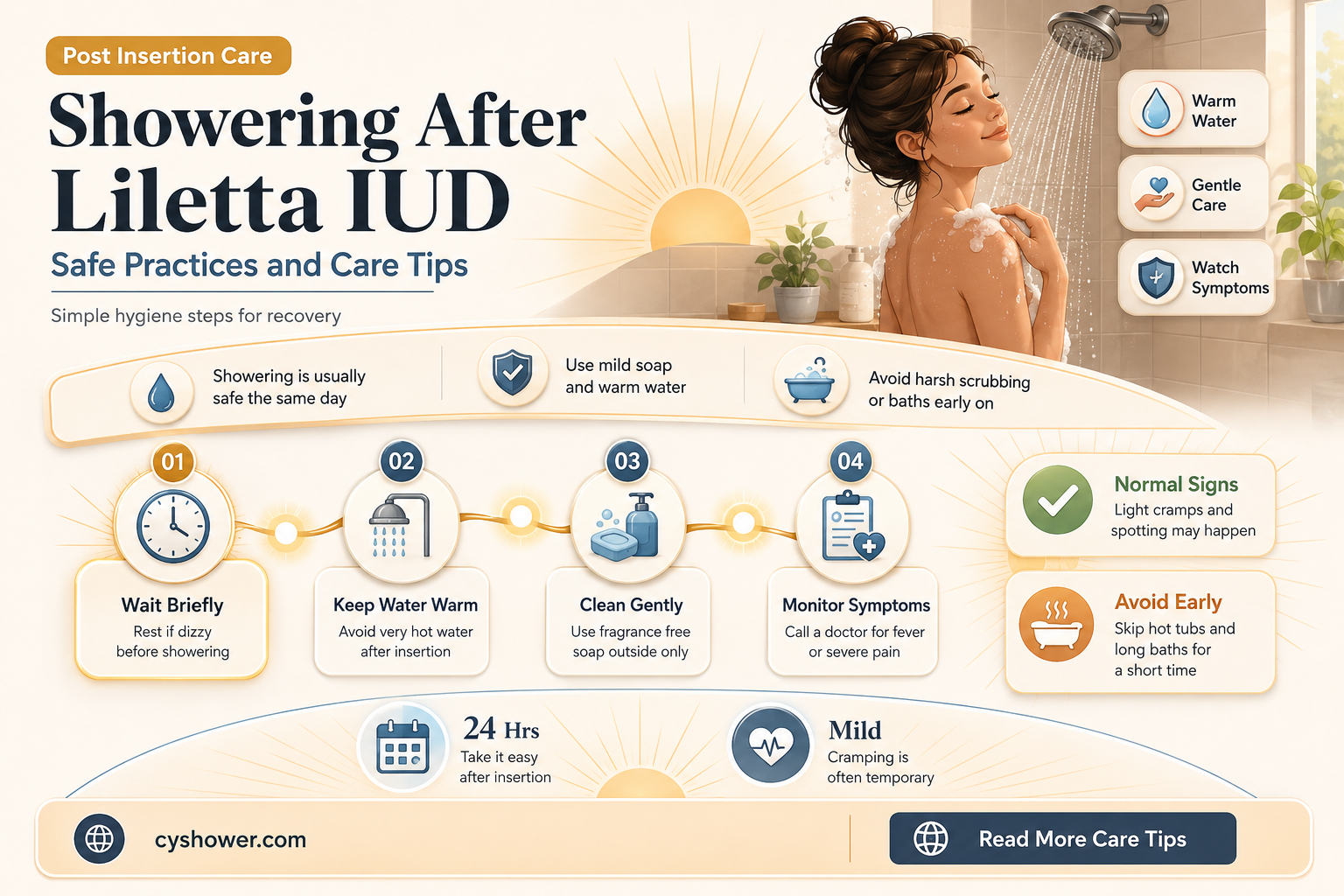 can i shower after liletta iud