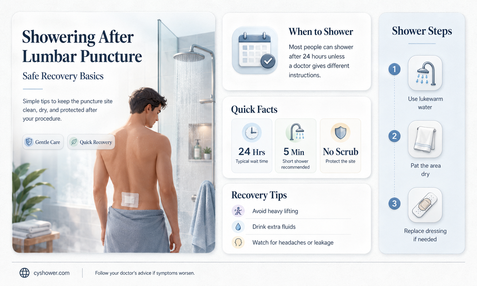 can i shower after lumbar puncture