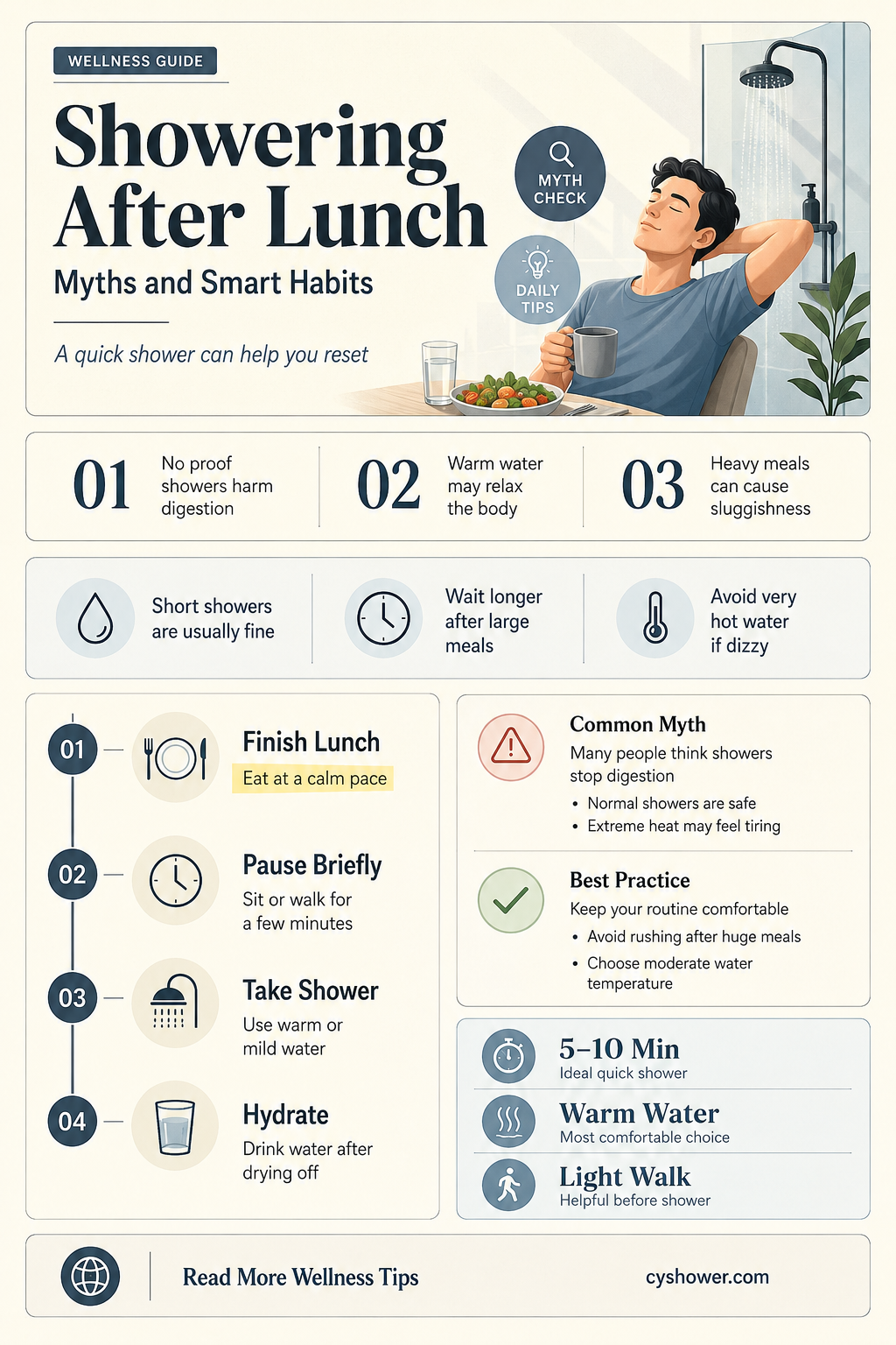 can i shower after lunch