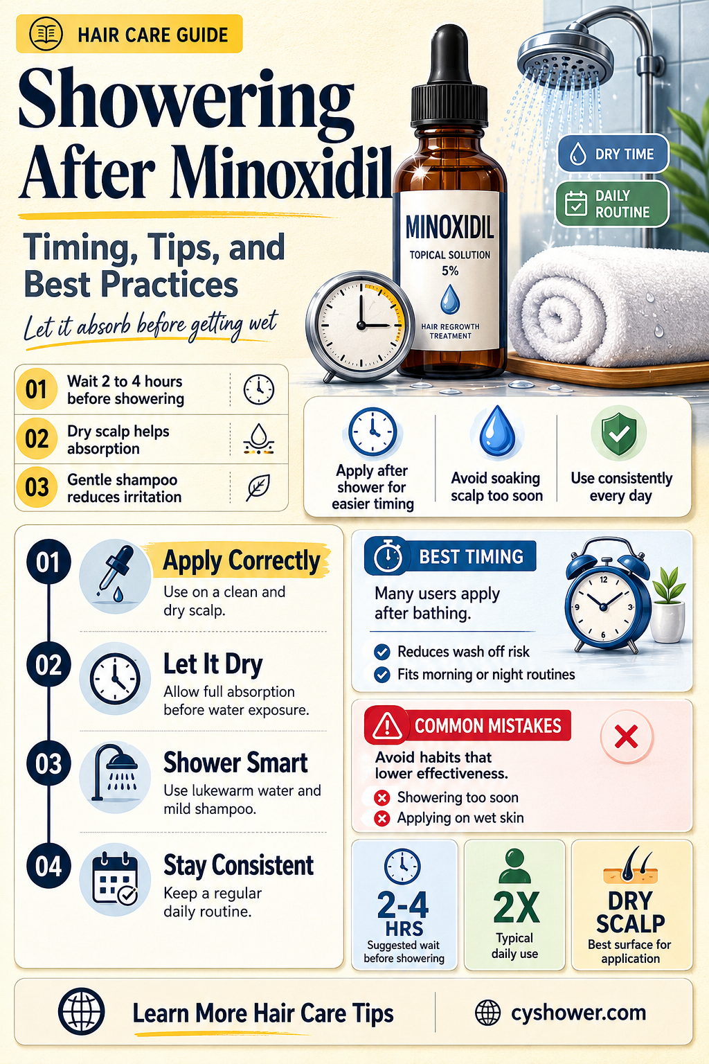 can i shower after minoxidil