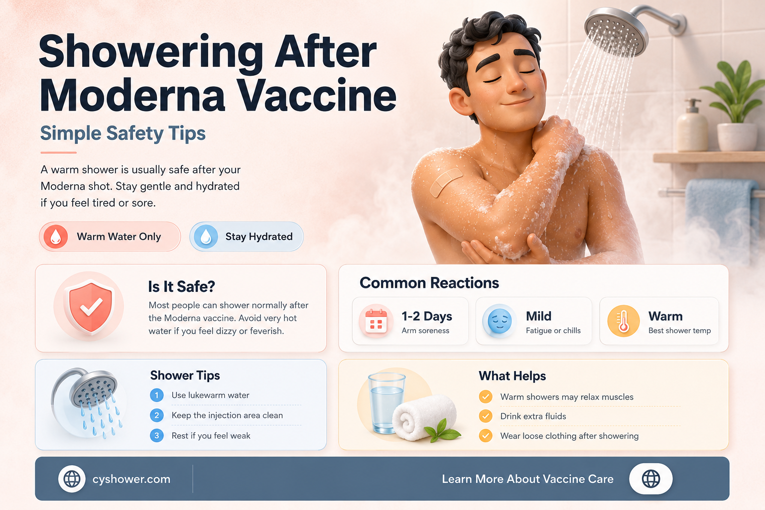 can i shower after moderna vaccine
