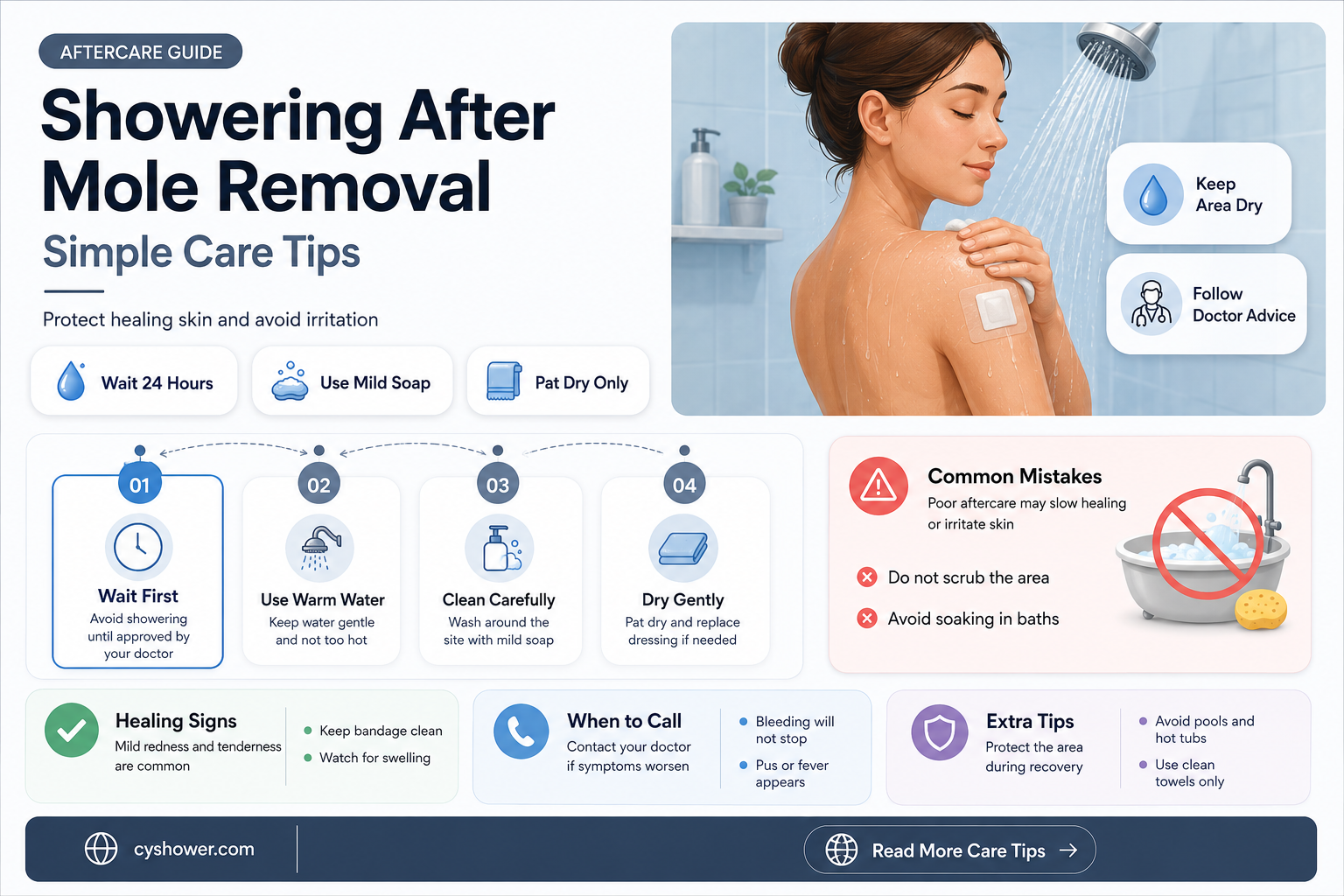 can i shower after mole removal