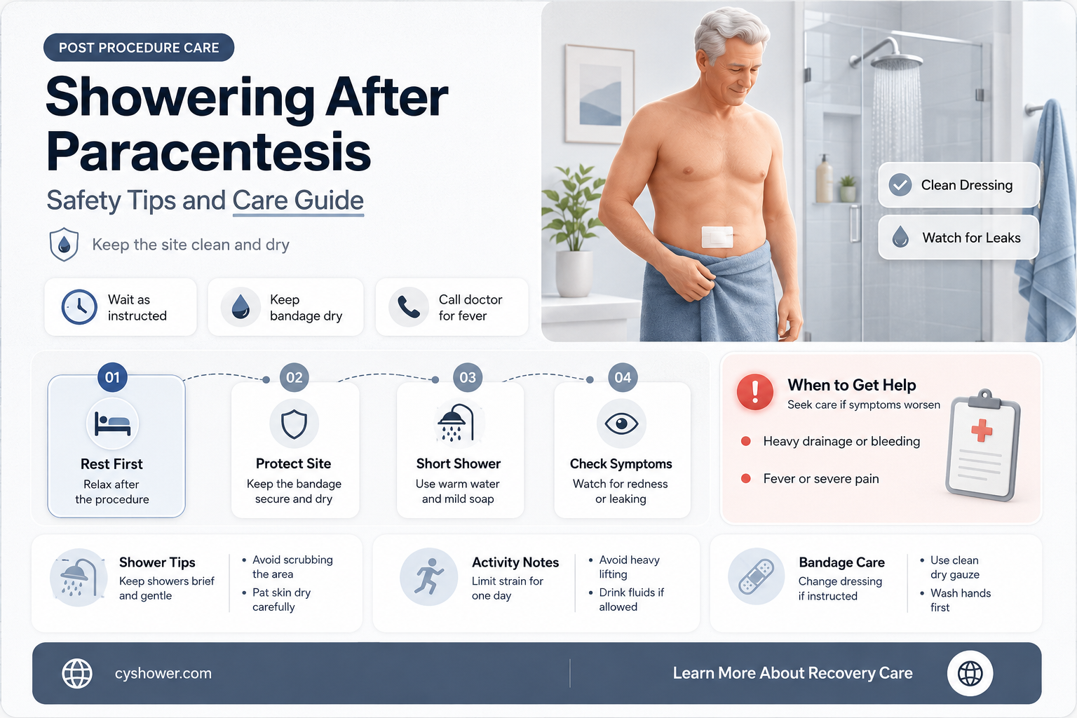 can i shower after paracentesis shower after