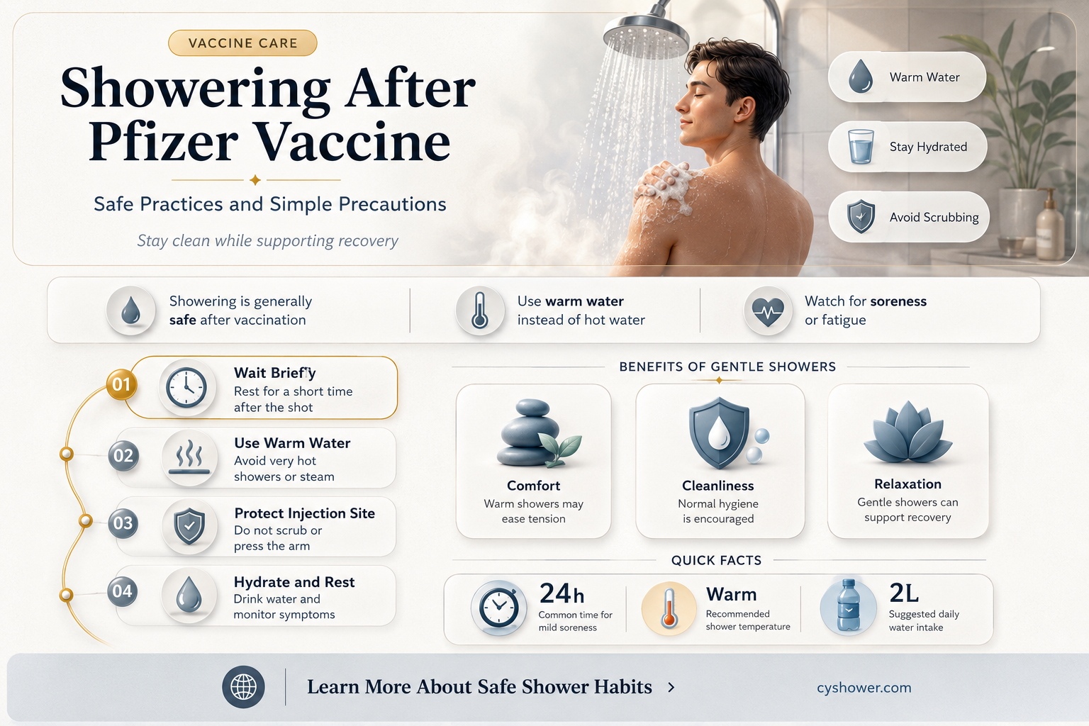 can i shower after pfizer vaccine