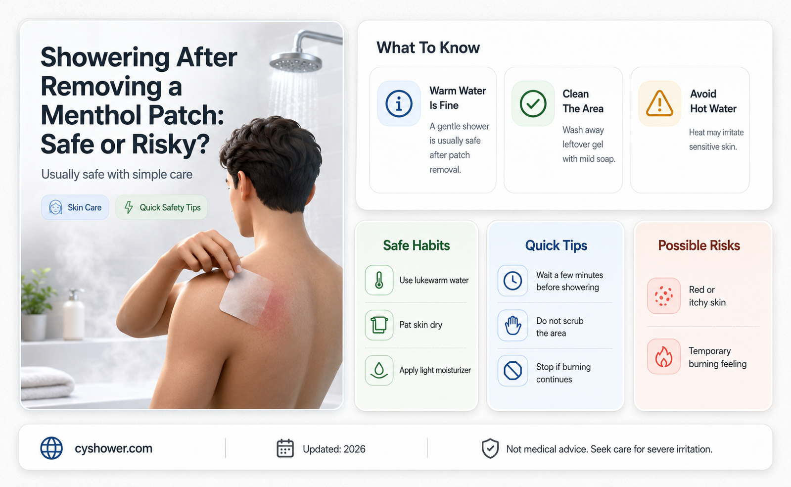 can i shower after i take off a menthol patch