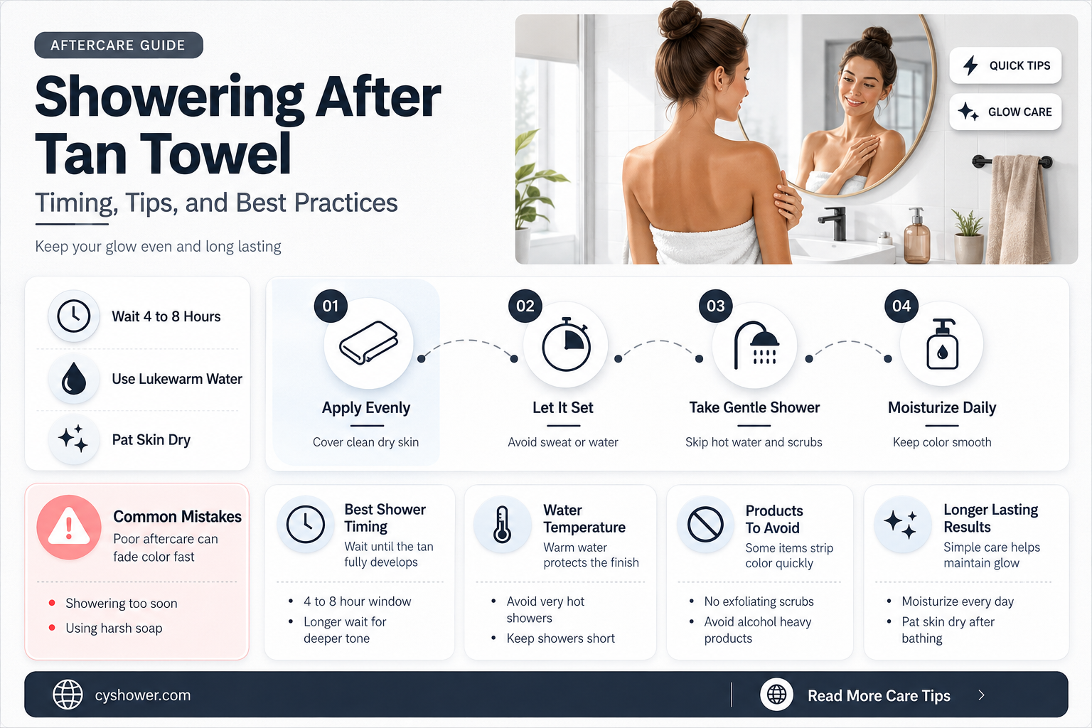 can i shower after tan towel