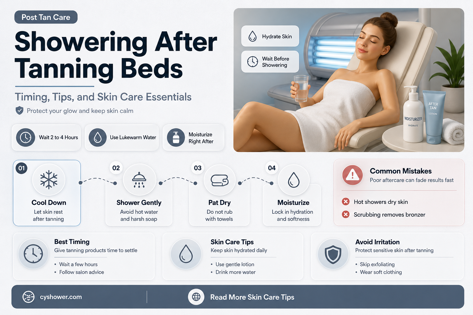 can i shower after i tan in a bed