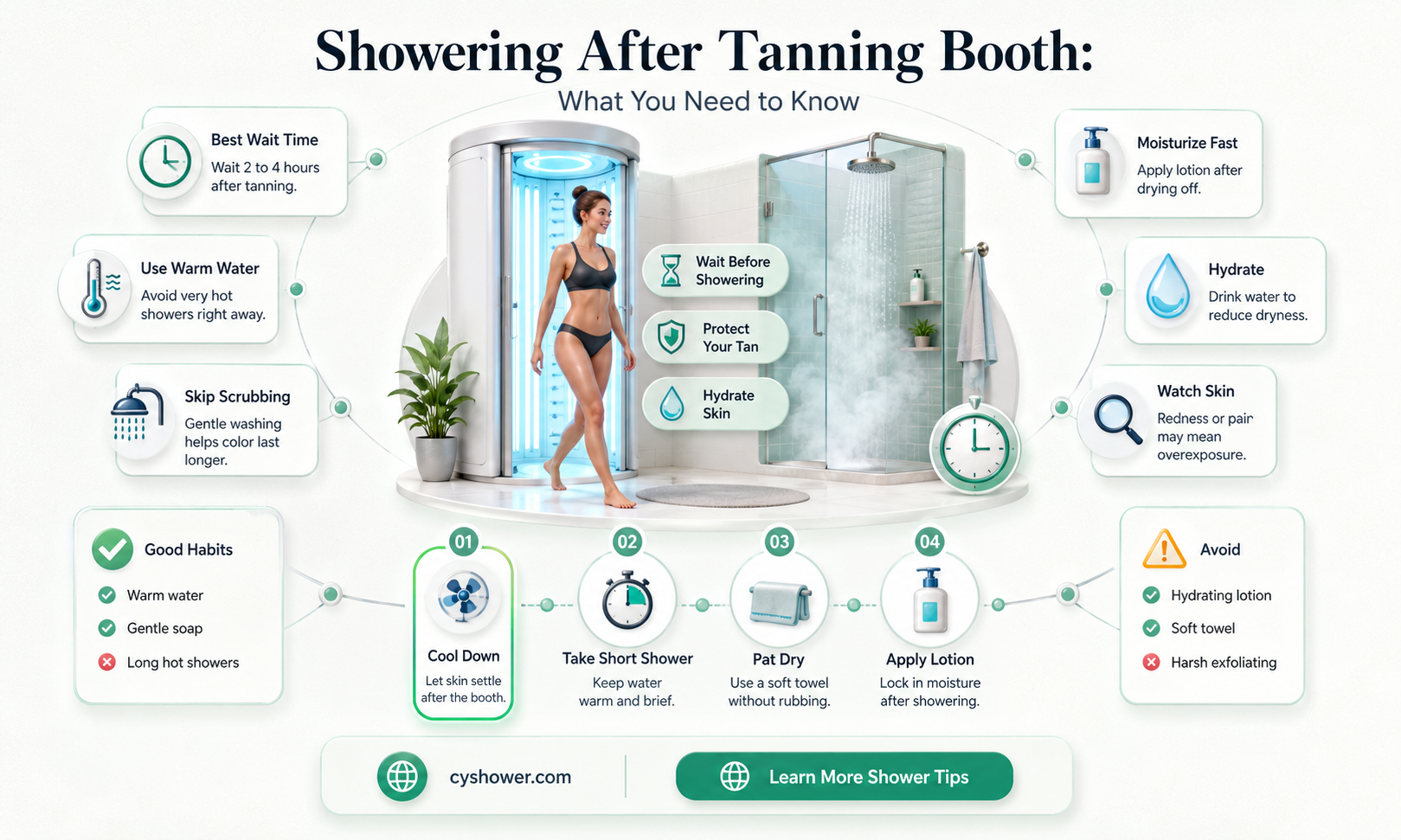 can i shower after tanning booth