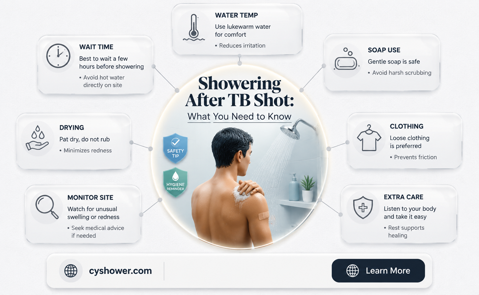 can i shower after getting a tb shot