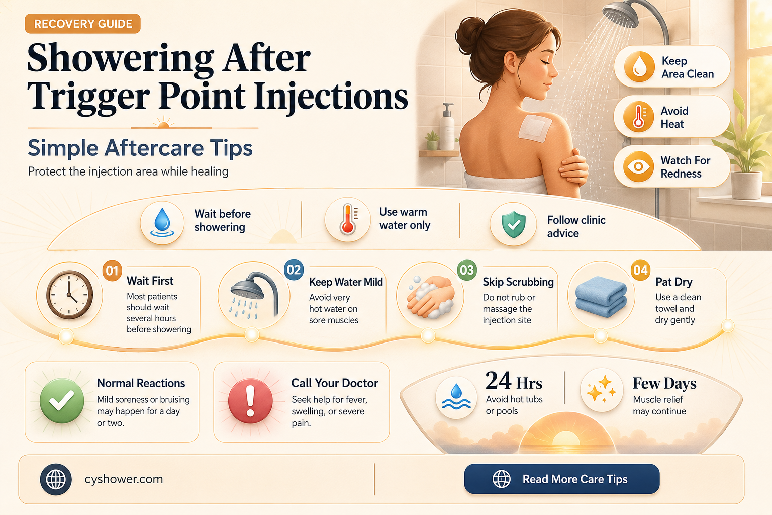 can i shower after trigger point injections