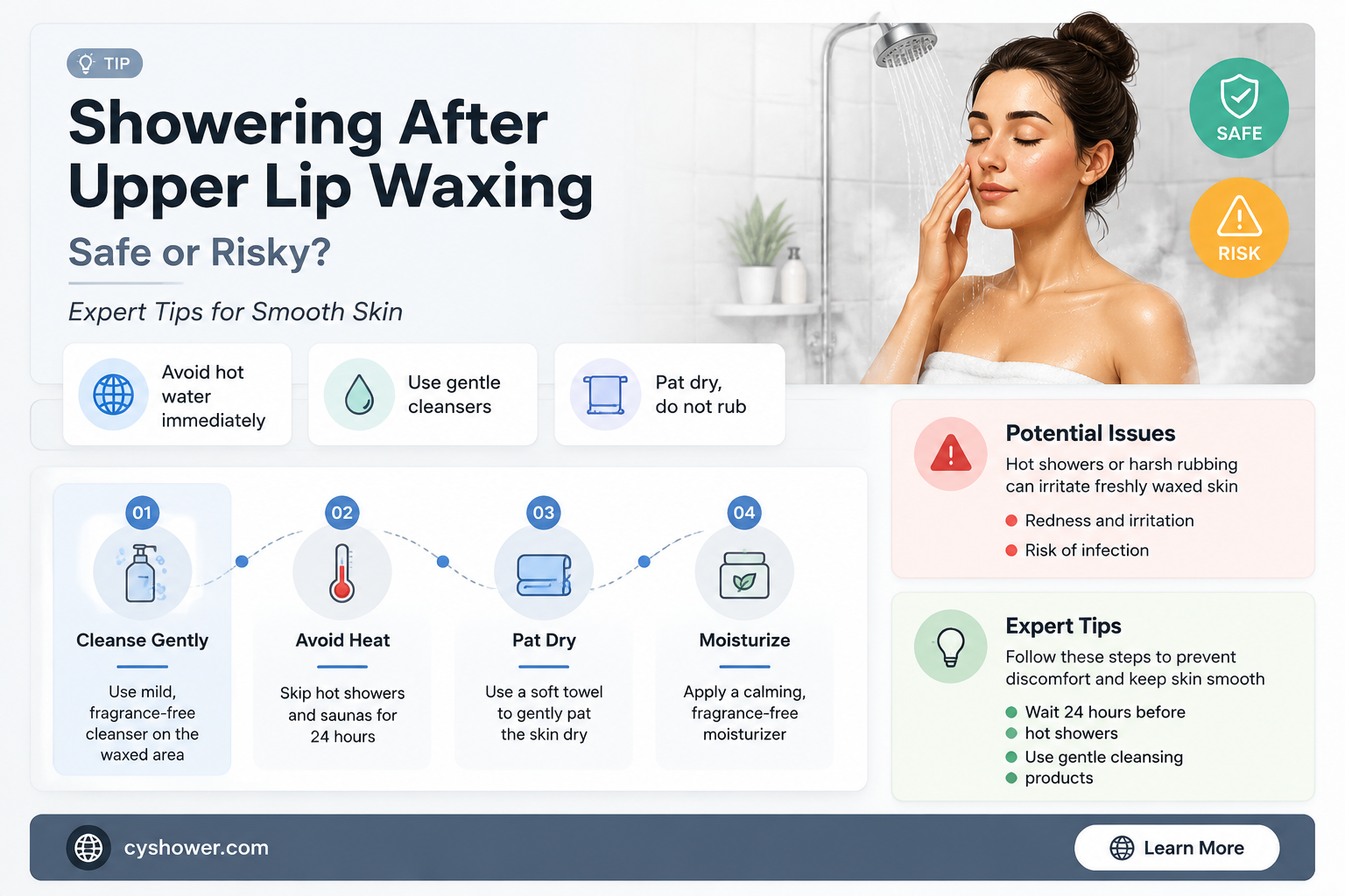 can i shower after waxing my upper lip
