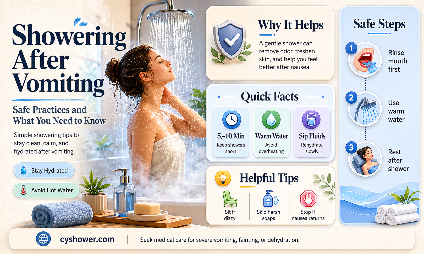 can i shower after throwing up