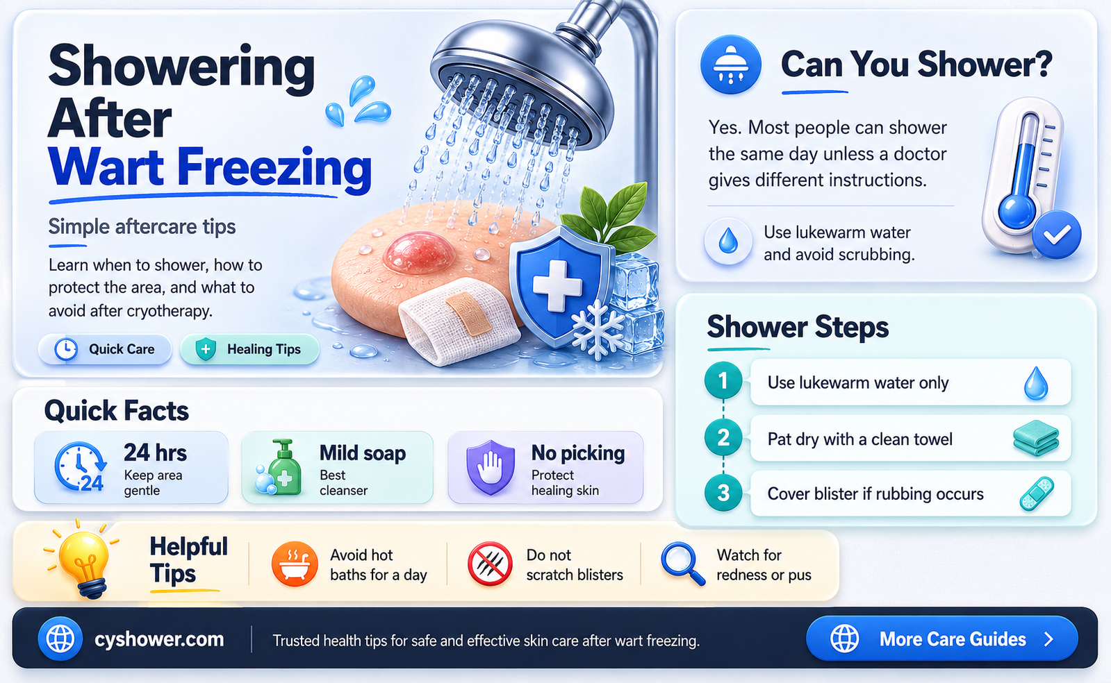 can i shower after wart freezing