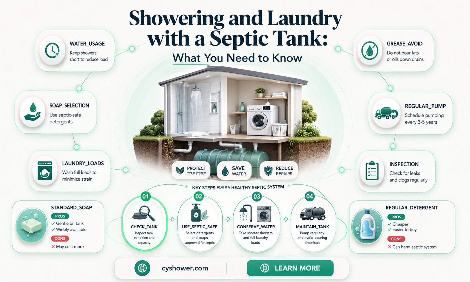 can i shower and do laundry on septic tank