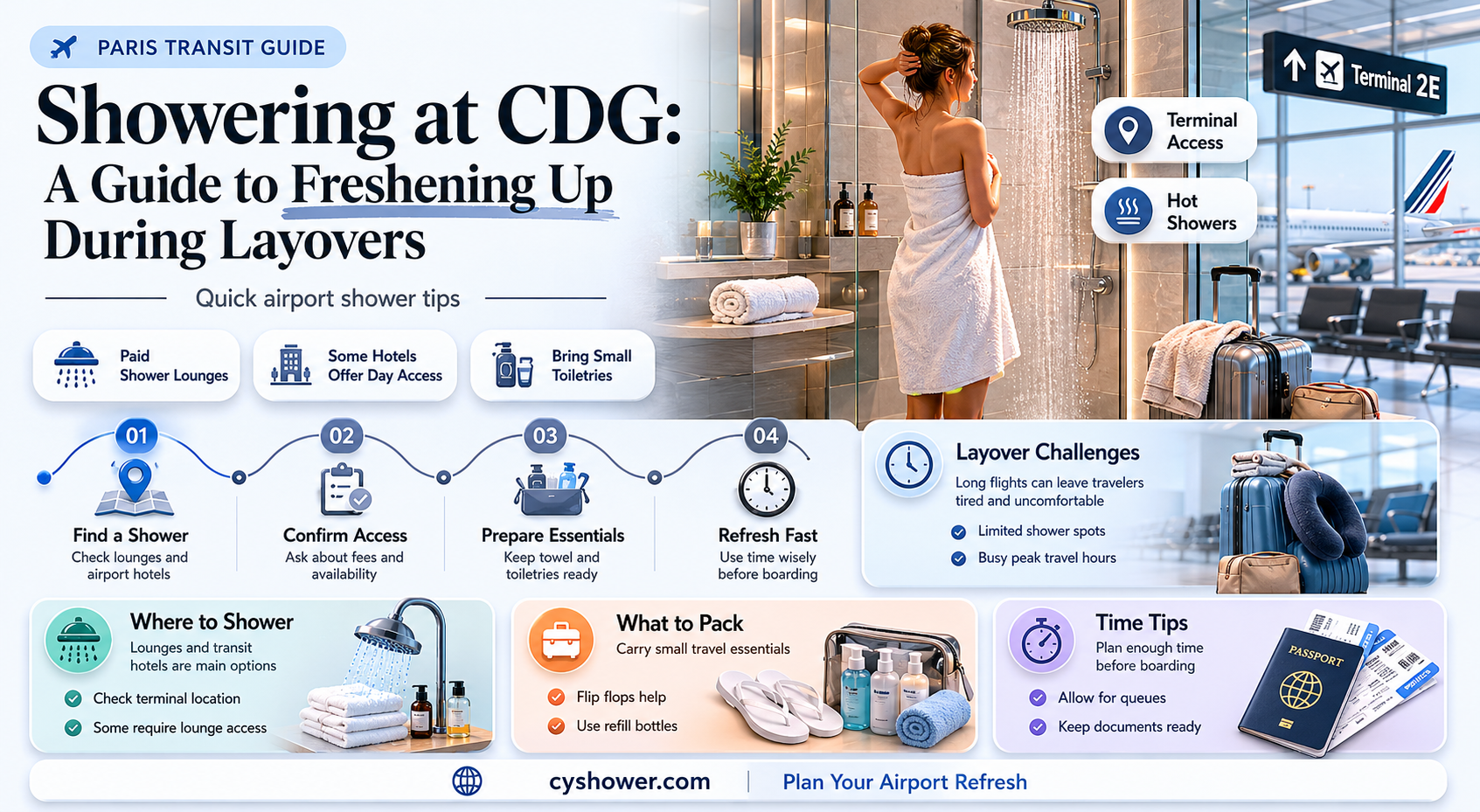 can i shower at cdg