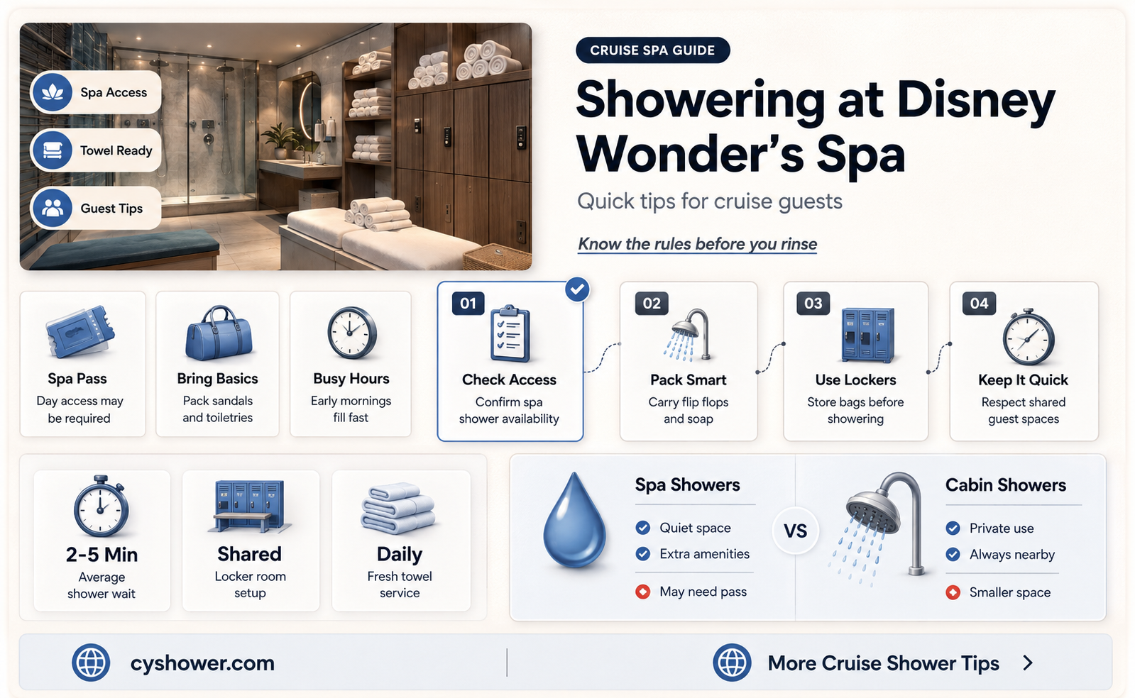 can i shower at the spa on the disney wonder