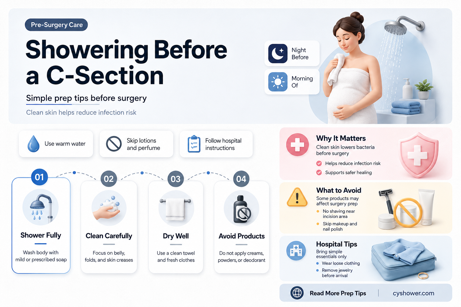 can i shower before c section