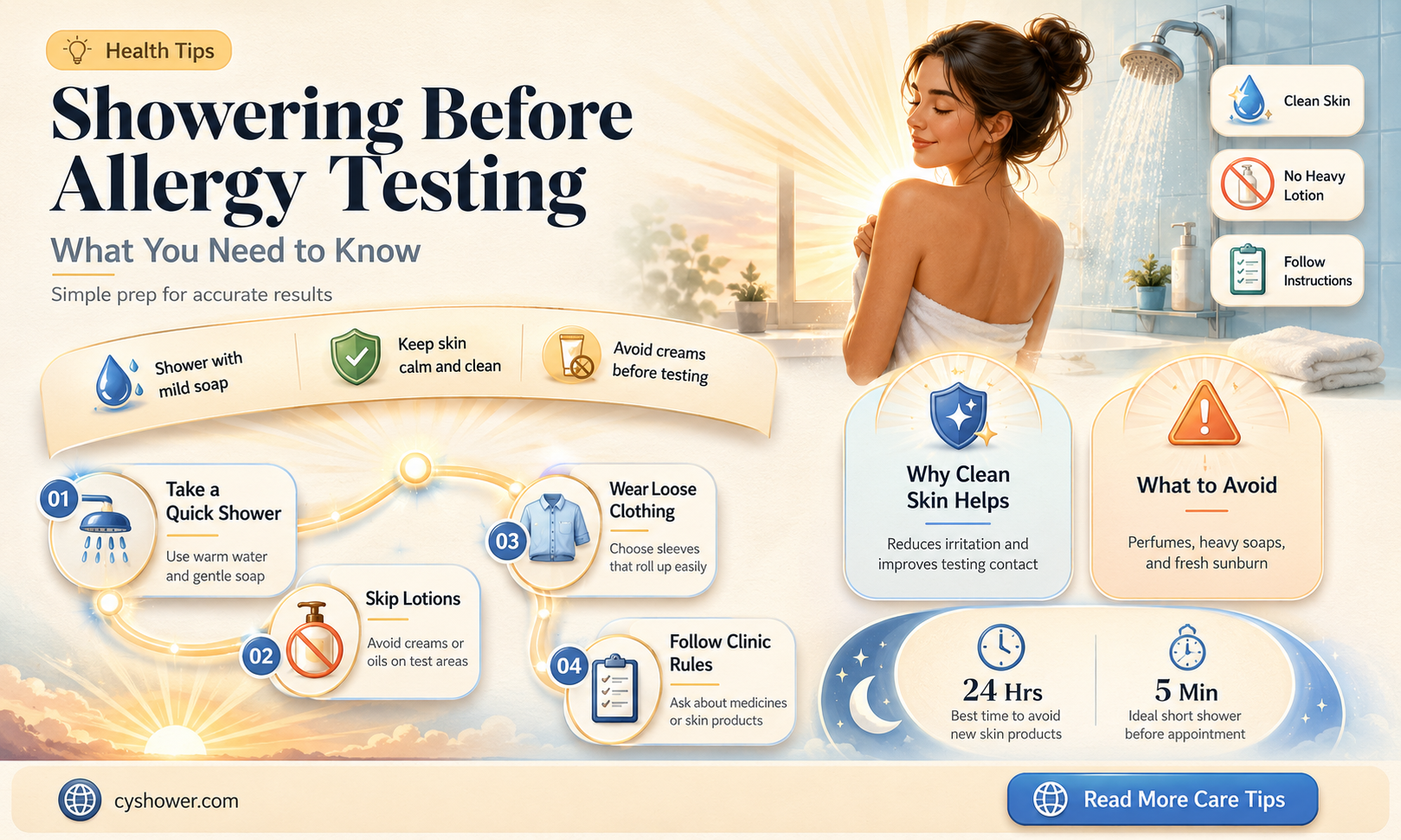 can i shower before allergy test
